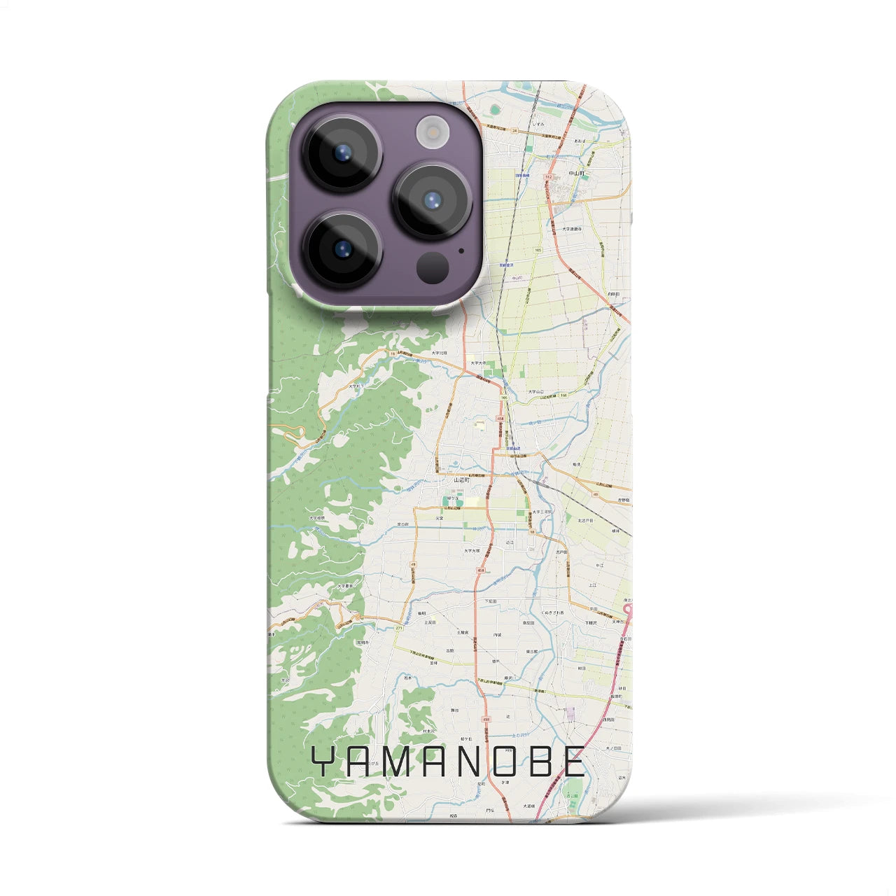 【山辺】地図柄iPhoneケース（バックカバータイプ・ナチュラル）iPhone 14 Pro 用