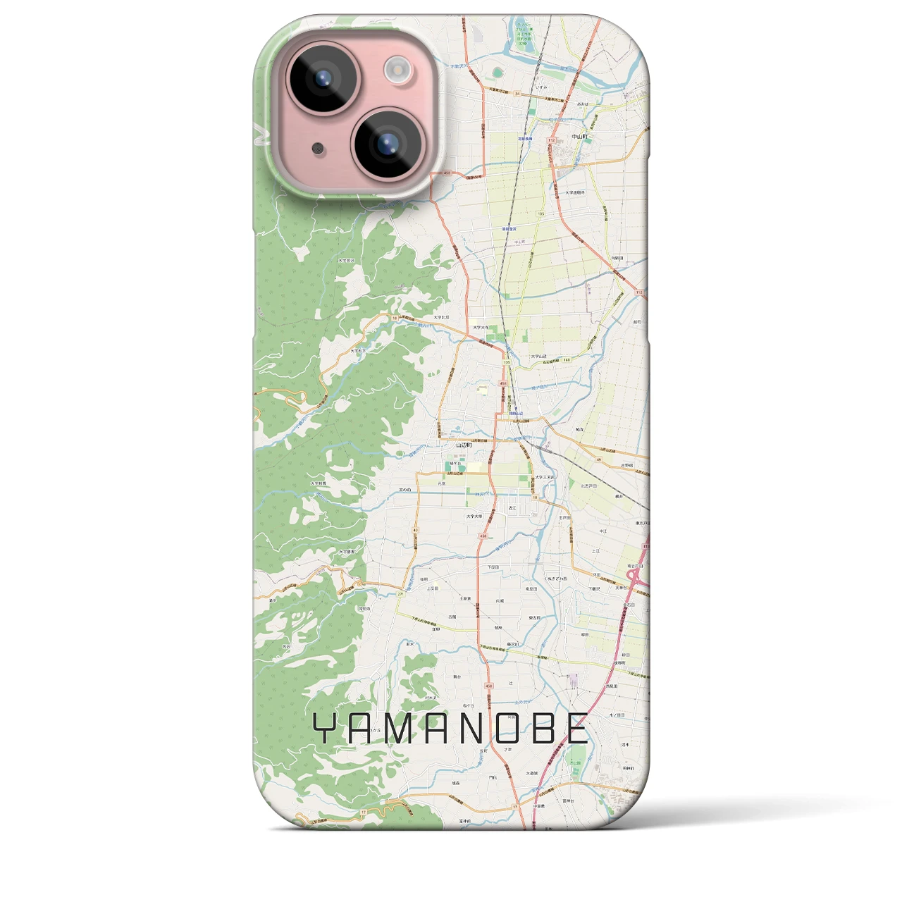 【山辺】地図柄iPhoneケース（バックカバータイプ・ナチュラル）iPhone 15 Plus 用