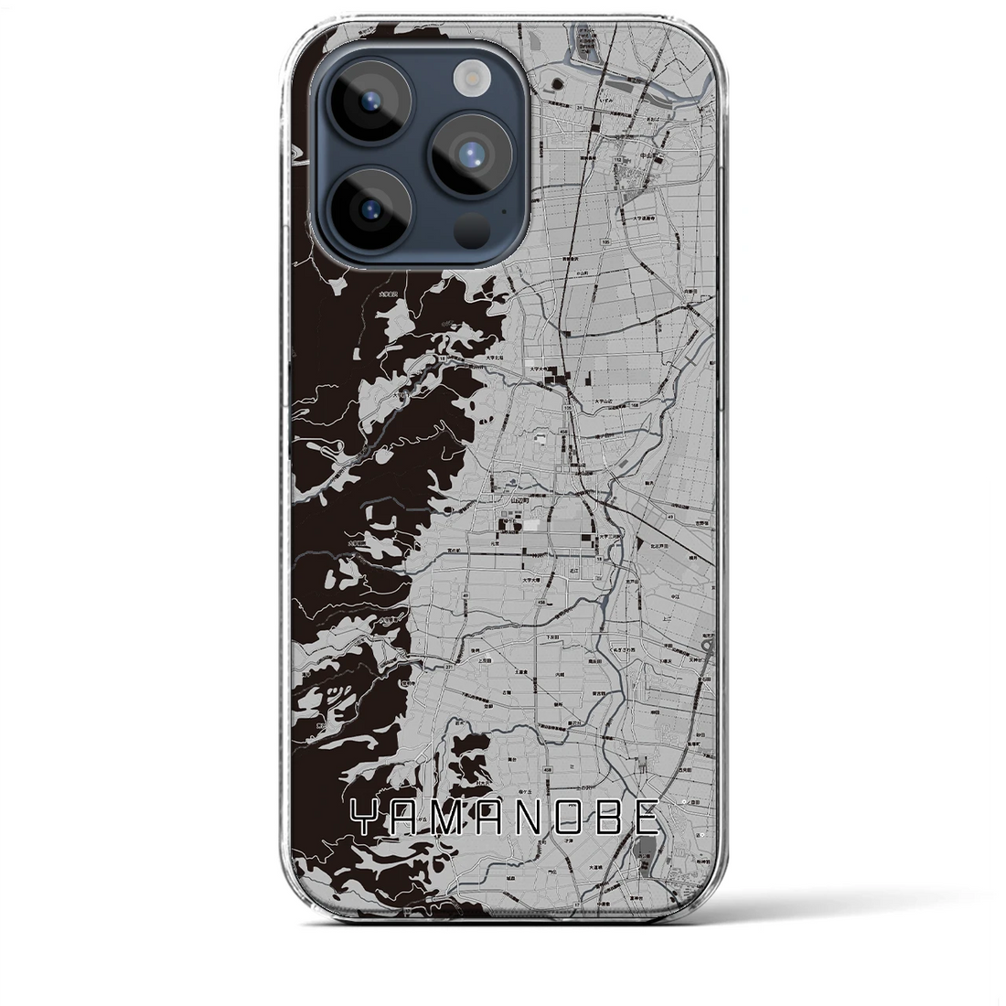 【山辺】地図柄iPhoneケース（クリアタイプ・モノトーン）iPhone 15 Pro Max 用
