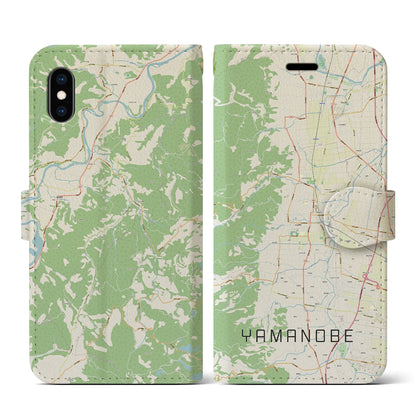 【山辺（山形県）】地図柄iPhoneケース（手帳タイプ）ナチュラル・iPhone XS / X 用
