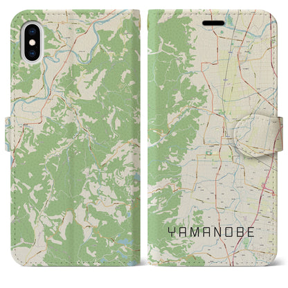 【山辺（山形県）】地図柄iPhoneケース（手帳タイプ）ナチュラル・iPhone XS Max 用