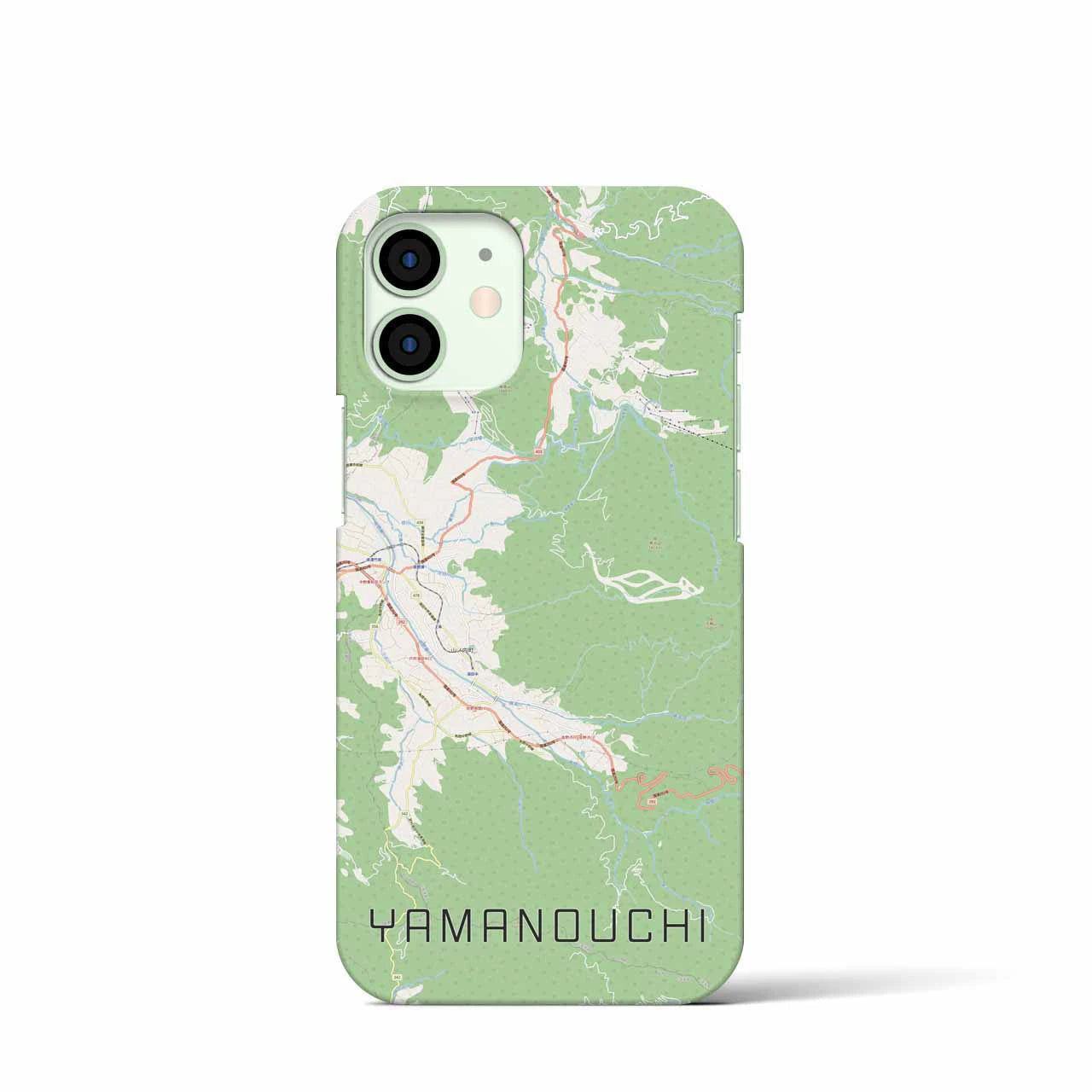 【山ノ内】地図柄iPhoneケース（バックカバータイプ・ナチュラル）iPhone 12 mini 用