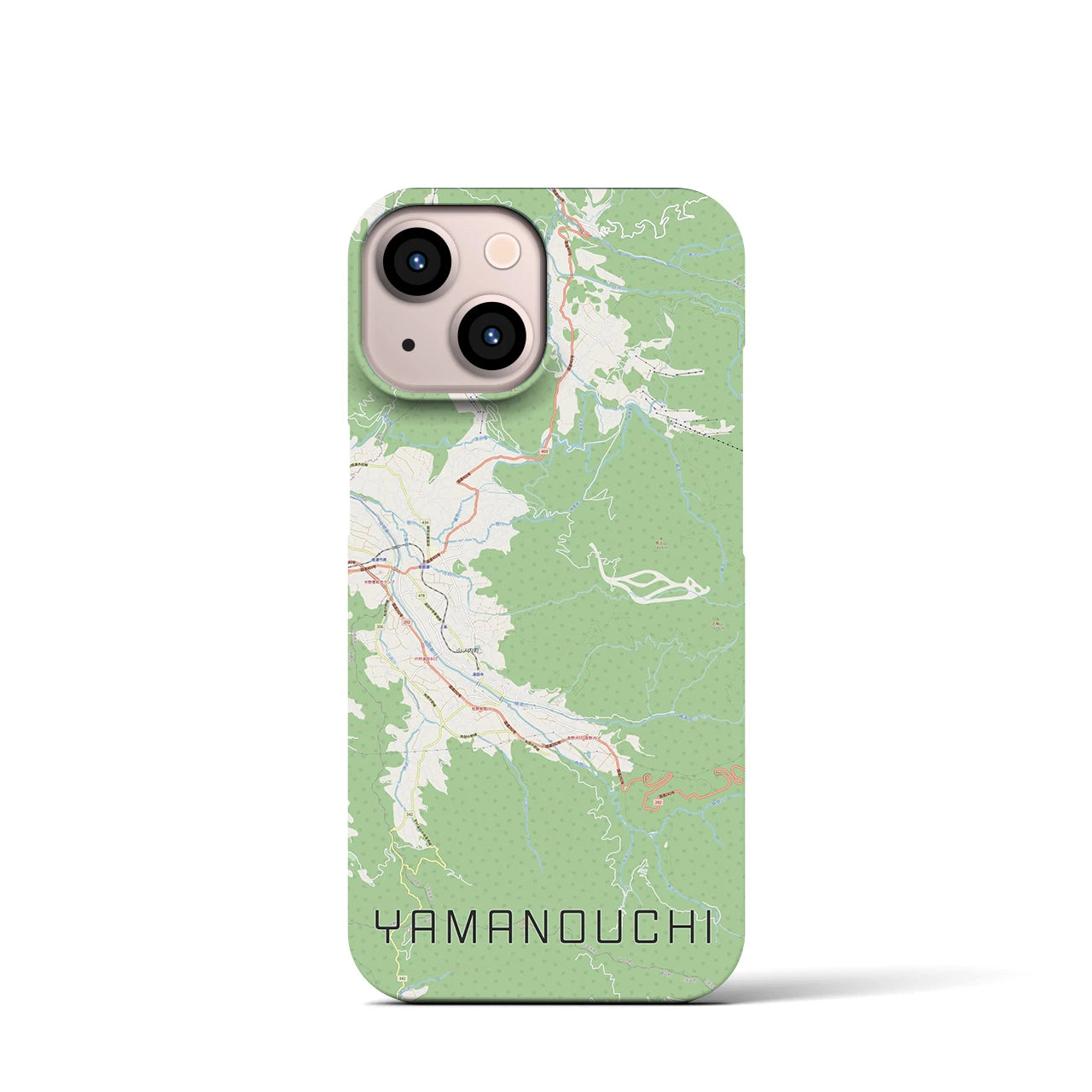 【山ノ内】地図柄iPhoneケース（バックカバータイプ・ナチュラル）iPhone 13 mini 用
