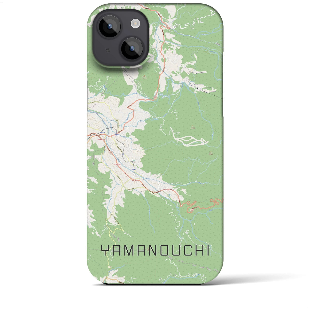 【山ノ内】地図柄iPhoneケース（バックカバータイプ・ナチュラル）iPhone 14 Plus 用