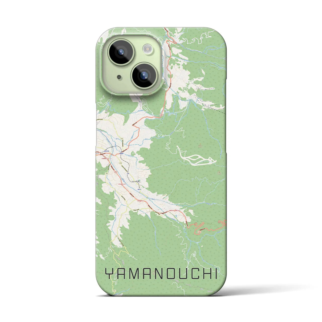 【山ノ内】地図柄iPhoneケース（バックカバータイプ・ナチュラル）iPhone 15 用