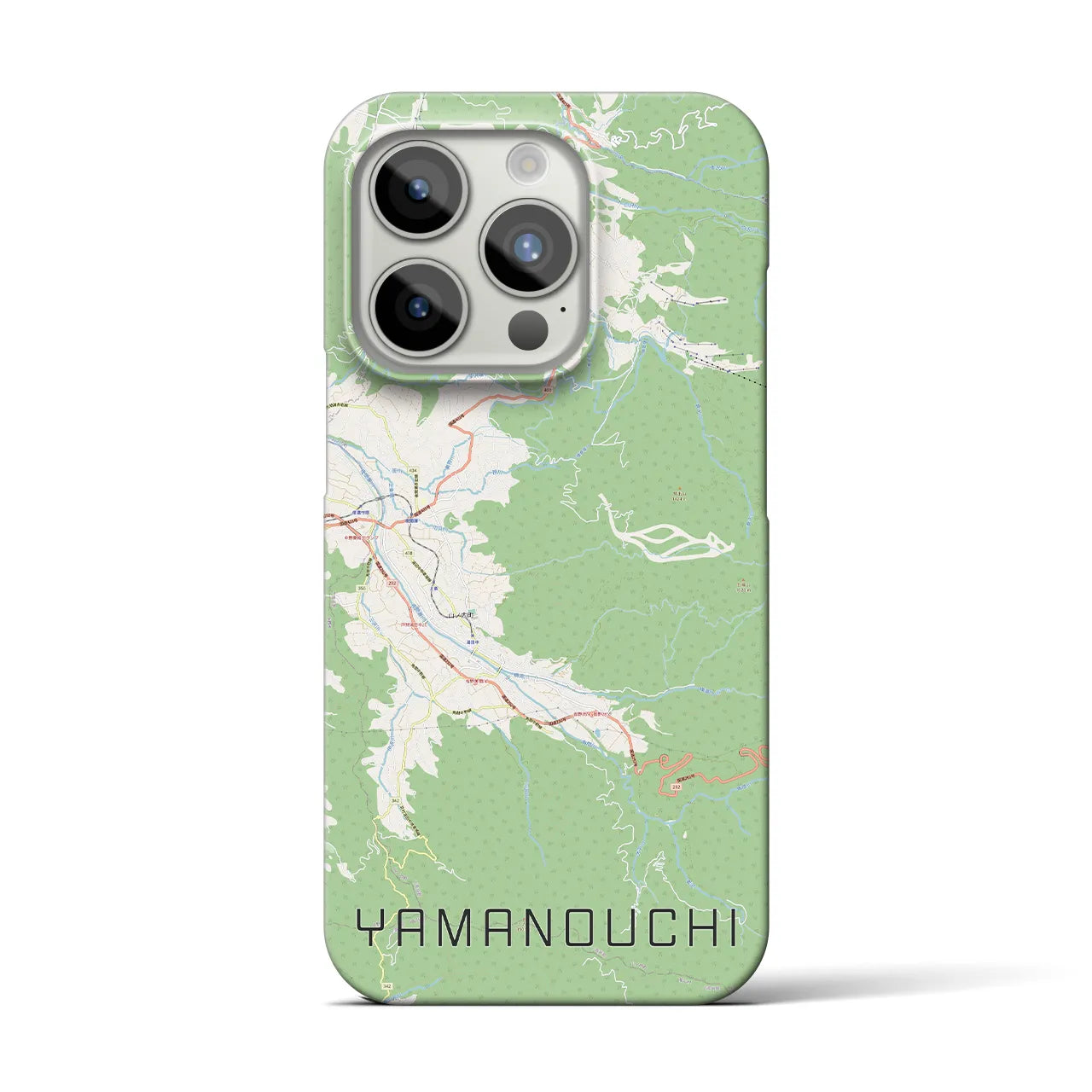 【山ノ内】地図柄iPhoneケース（バックカバータイプ・ナチュラル）iPhone 15 Pro 用