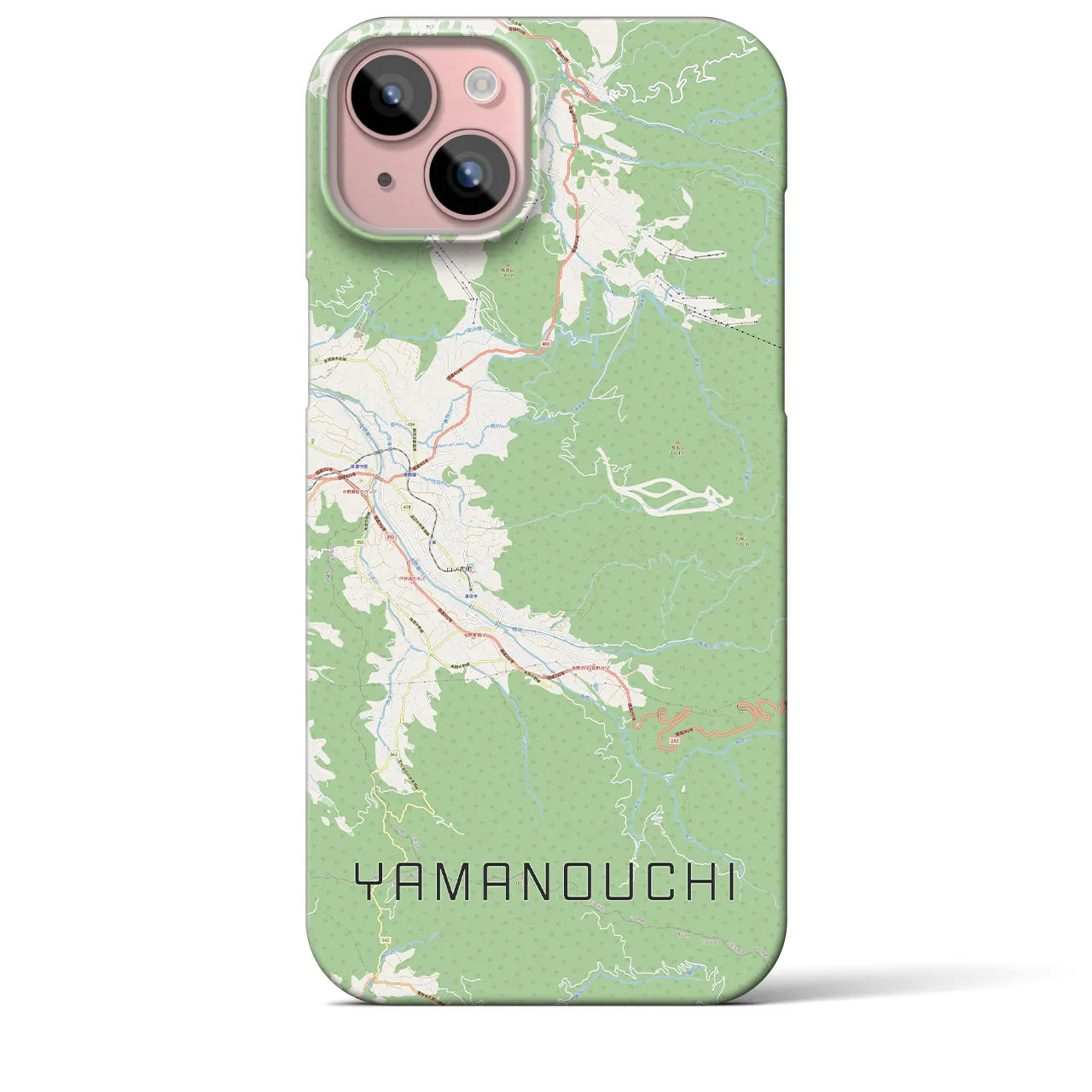 【山ノ内】地図柄iPhoneケース（バックカバータイプ・ナチュラル）iPhone 15 Plus 用