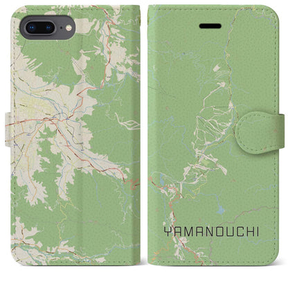 【山ノ内（長野県）】地図柄iPhoneケース（手帳タイプ）ナチュラル・iPhone 8Plus /7Plus / 6sPlus / 6Plus 用