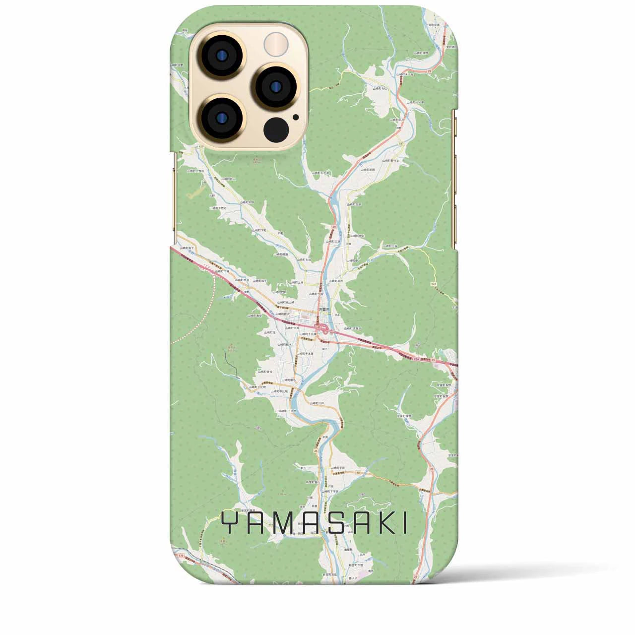 【山崎】地図柄iPhoneケース（バックカバータイプ・ナチュラル）iPhone 12 Pro Max 用