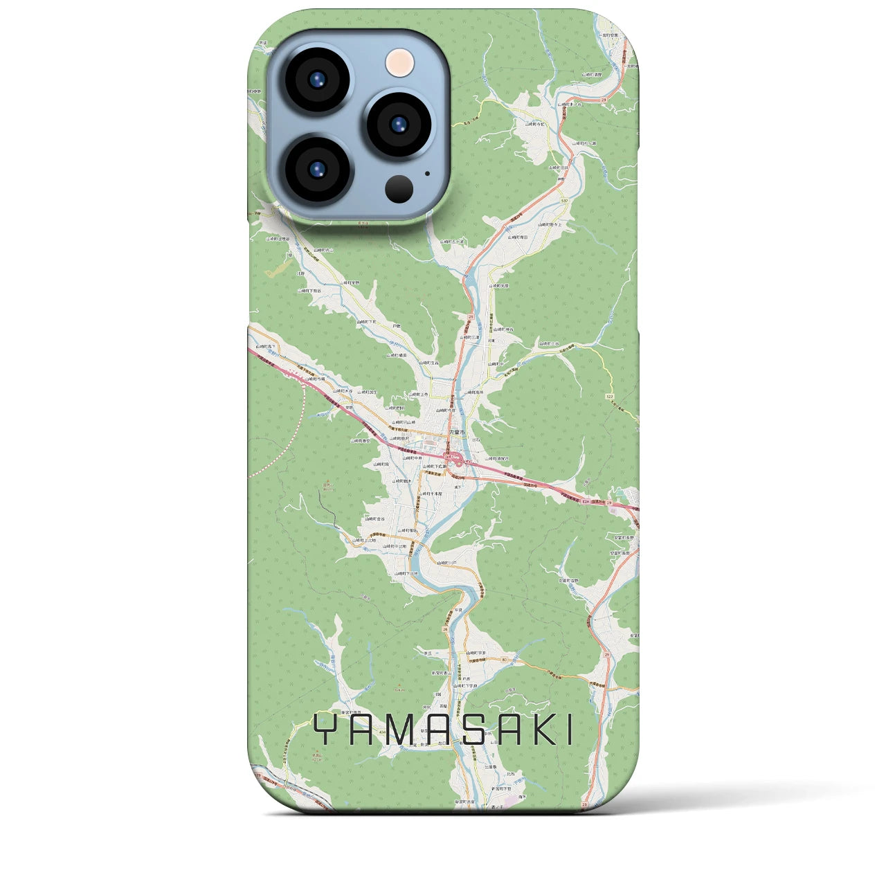 【山崎】地図柄iPhoneケース（バックカバータイプ・ナチュラル）iPhone 13 Pro Max 用