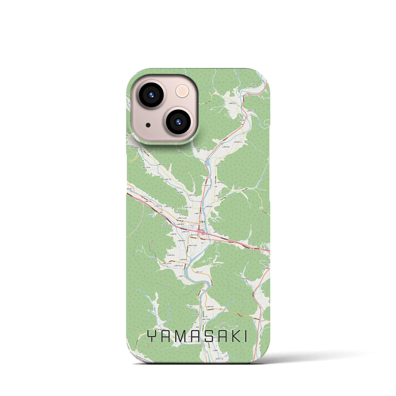 【山崎】地図柄iPhoneケース（バックカバータイプ・ナチュラル）iPhone 13 mini 用