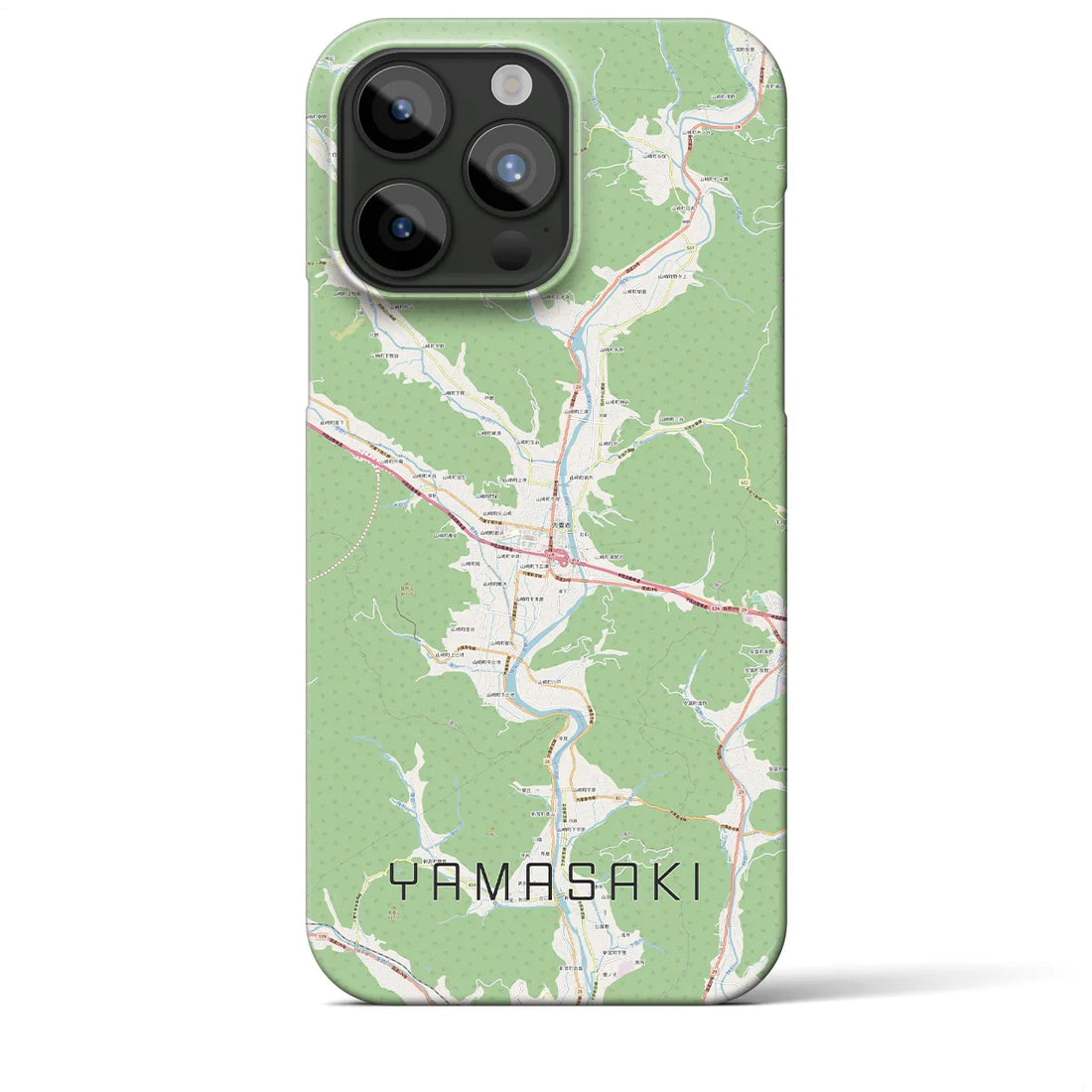 【山崎】地図柄iPhoneケース（バックカバータイプ・ナチュラル）iPhone 15 Pro Max 用