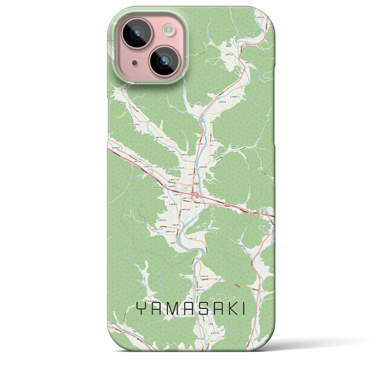 【山崎】地図柄iPhoneケース（バックカバータイプ・ナチュラル）iPhone 15 Plus 用