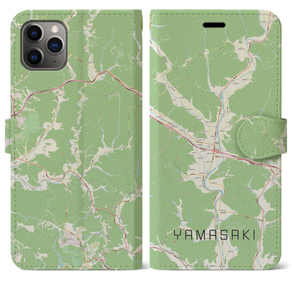 【山崎】地図柄iPhoneケース（手帳両面タイプ・ナチュラル）iPhone 11 Pro Max 用