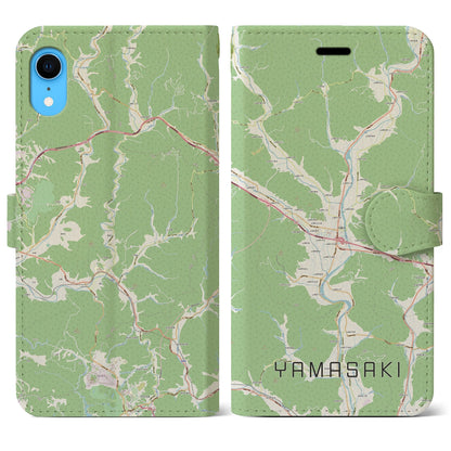【山崎】地図柄iPhoneケース（手帳両面タイプ・ナチュラル）iPhone XR 用