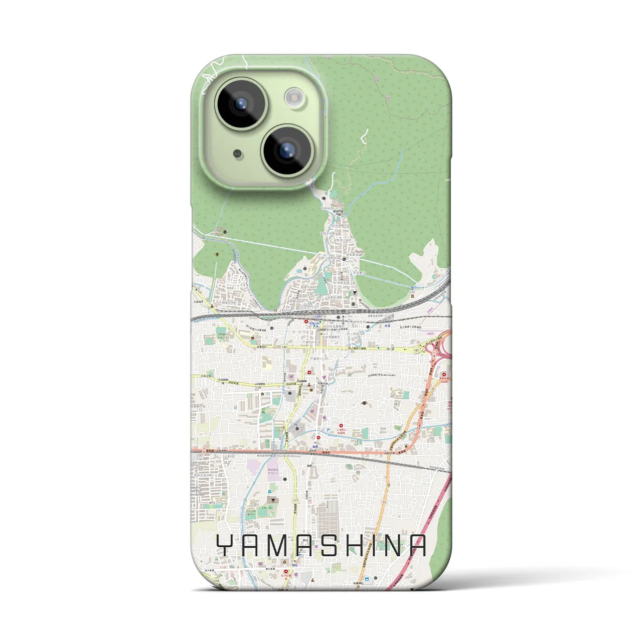 【山科】地図柄iPhoneケース（バックカバータイプ・ナチュラル）iPhone 15 用