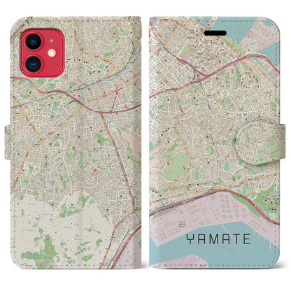 【山手（神奈川県）】地図柄iPhoneケース（手帳タイプ）ナチュラル・iPhone 11 用