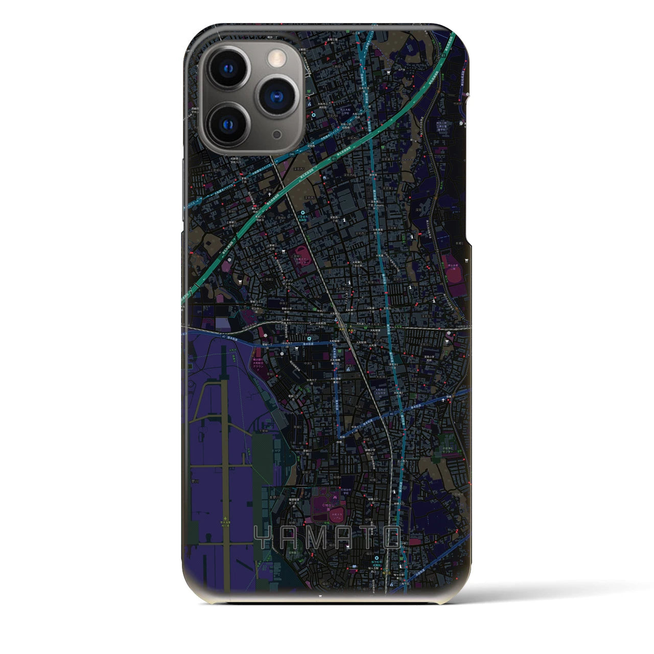 【大和】地図柄iPhoneケース（バックカバータイプ・ブラック）iPhone 11 Pro Max 用