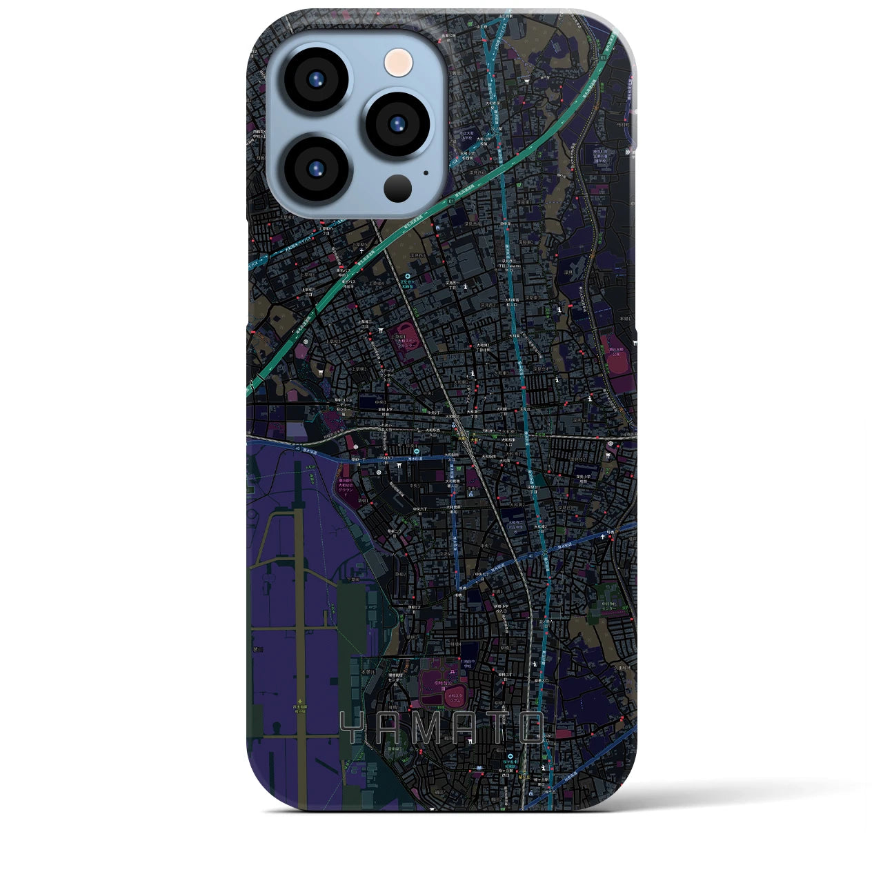 【大和】地図柄iPhoneケース（バックカバータイプ・ブラック）iPhone 13 Pro Max 用