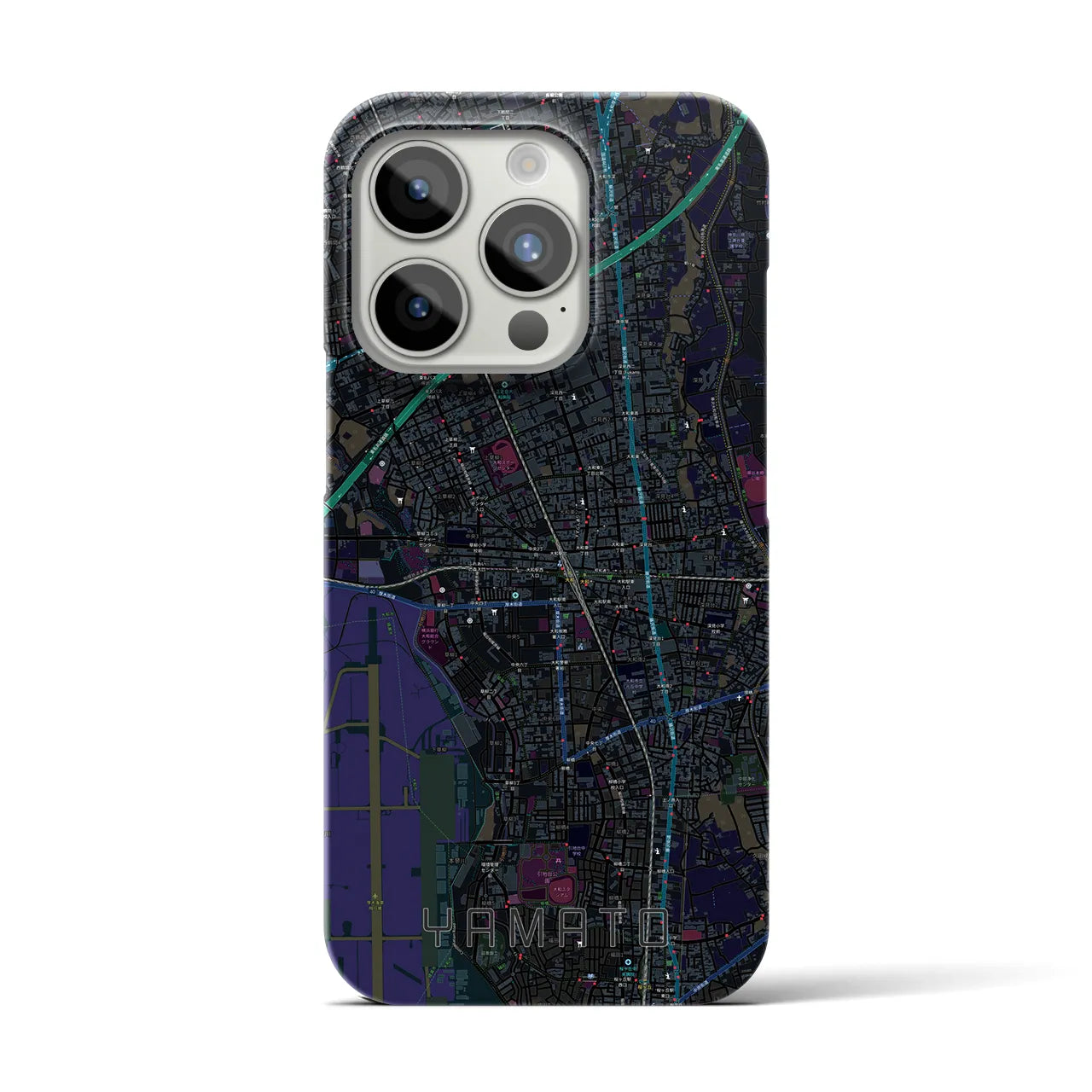 【大和】地図柄iPhoneケース（バックカバータイプ・ブラック）iPhone 15 Pro 用