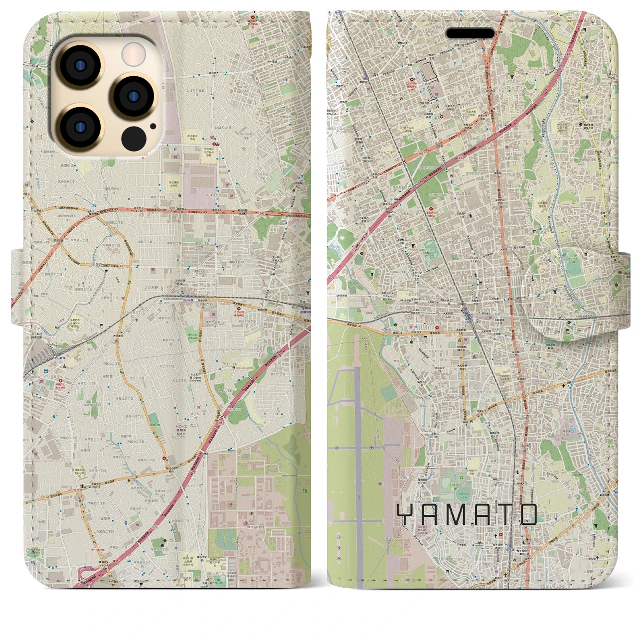 【大和】地図柄iPhoneケース（手帳両面タイプ・ナチュラル）iPhone 12 Pro Max 用