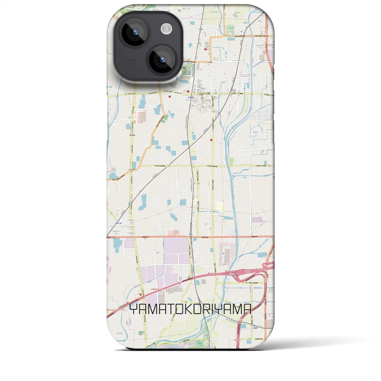 【大和郡山】地図柄iPhoneケース（バックカバータイプ・ナチュラル）iPhone 14 Plus 用