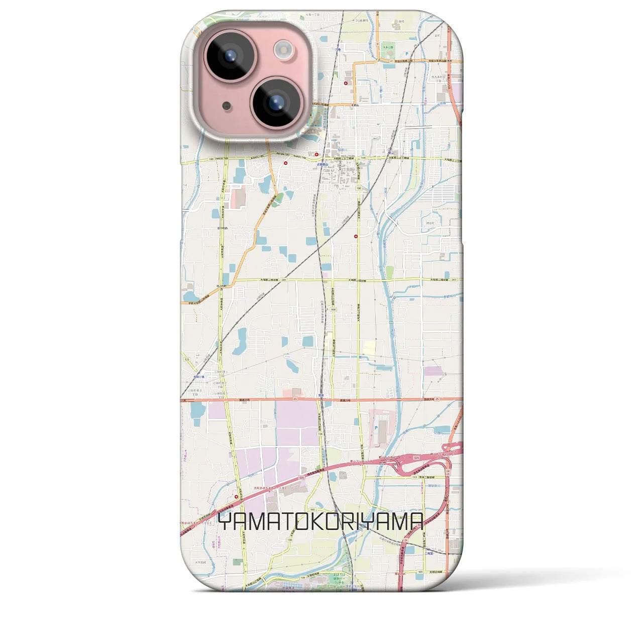 【大和郡山】地図柄iPhoneケース（バックカバータイプ・ナチュラル）iPhone 15 Plus 用
