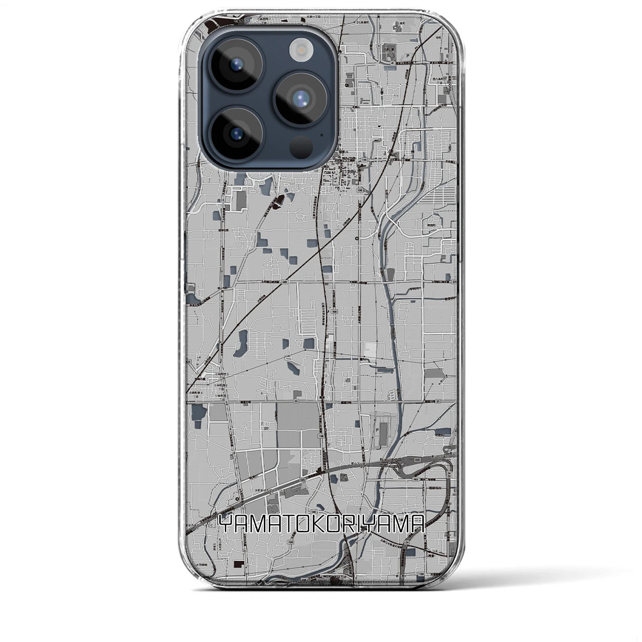 【大和郡山】地図柄iPhoneケース（クリアタイプ・モノトーン）iPhone 15 Pro Max 用