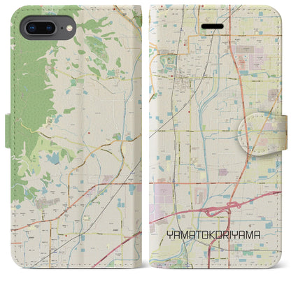 【大和郡山（奈良県）】地図柄iPhoneケース（手帳タイプ）ナチュラル・iPhone 8Plus /7Plus / 6sPlus / 6Plus 用