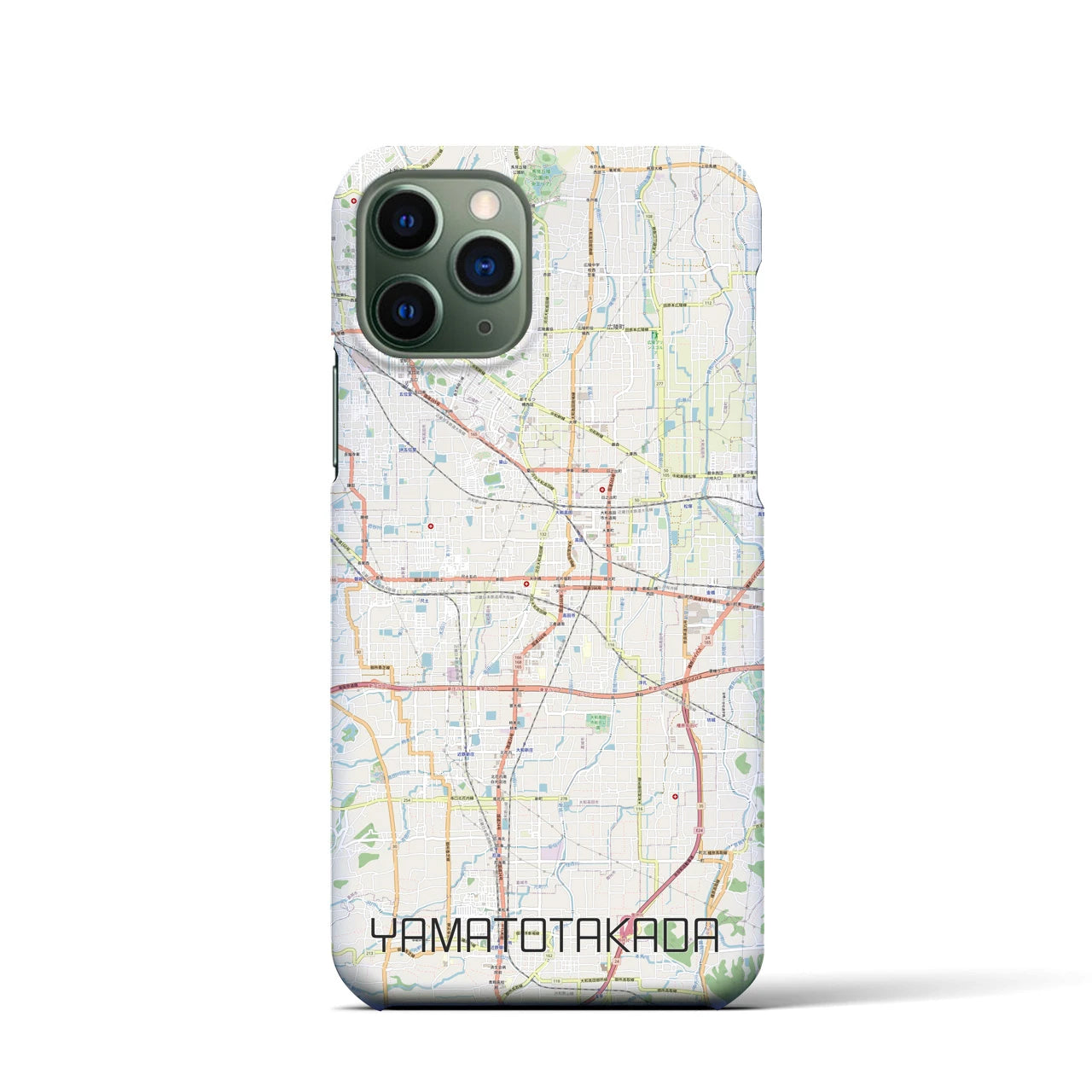 【大和高田】地図柄iPhoneケース（バックカバータイプ・ナチュラル）iPhone 11 Pro 用
