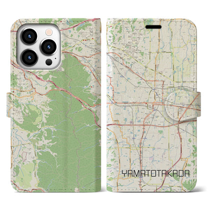 【大和高田（奈良県）】地図柄iPhoneケース（手帳タイプ）ナチュラル・iPhone 13 Pro 用