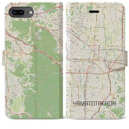 【大和高田（奈良県）】地図柄iPhoneケース（手帳タイプ）ナチュラル・iPhone 8Plus /7Plus / 6sPlus / 6Plus 用