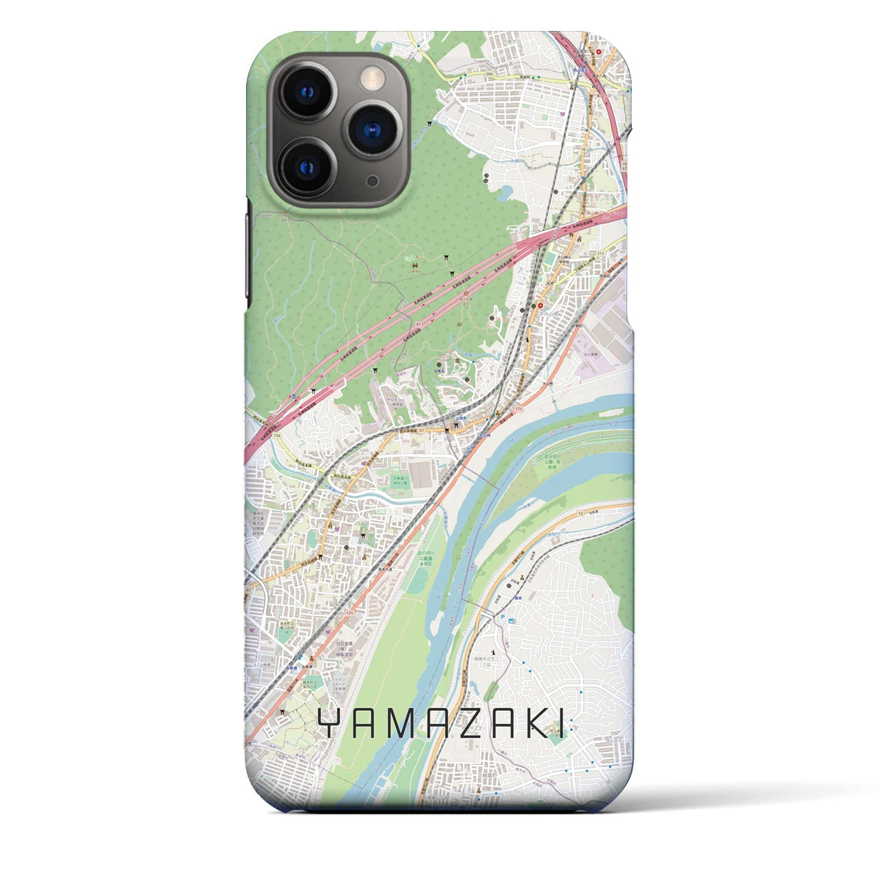 【山崎（京都府）】地図柄iPhoneケース（バックカバータイプ・ナチュラル）iPhone 11 Pro Max 用