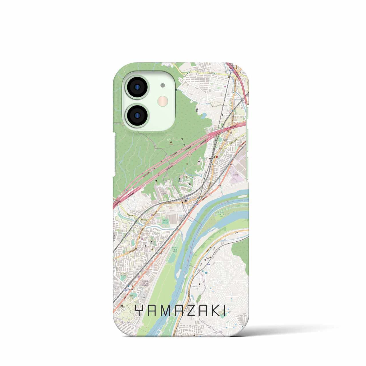 【山崎（京都府）】地図柄iPhoneケース（バックカバータイプ・ナチュラル）iPhone 12 mini 用