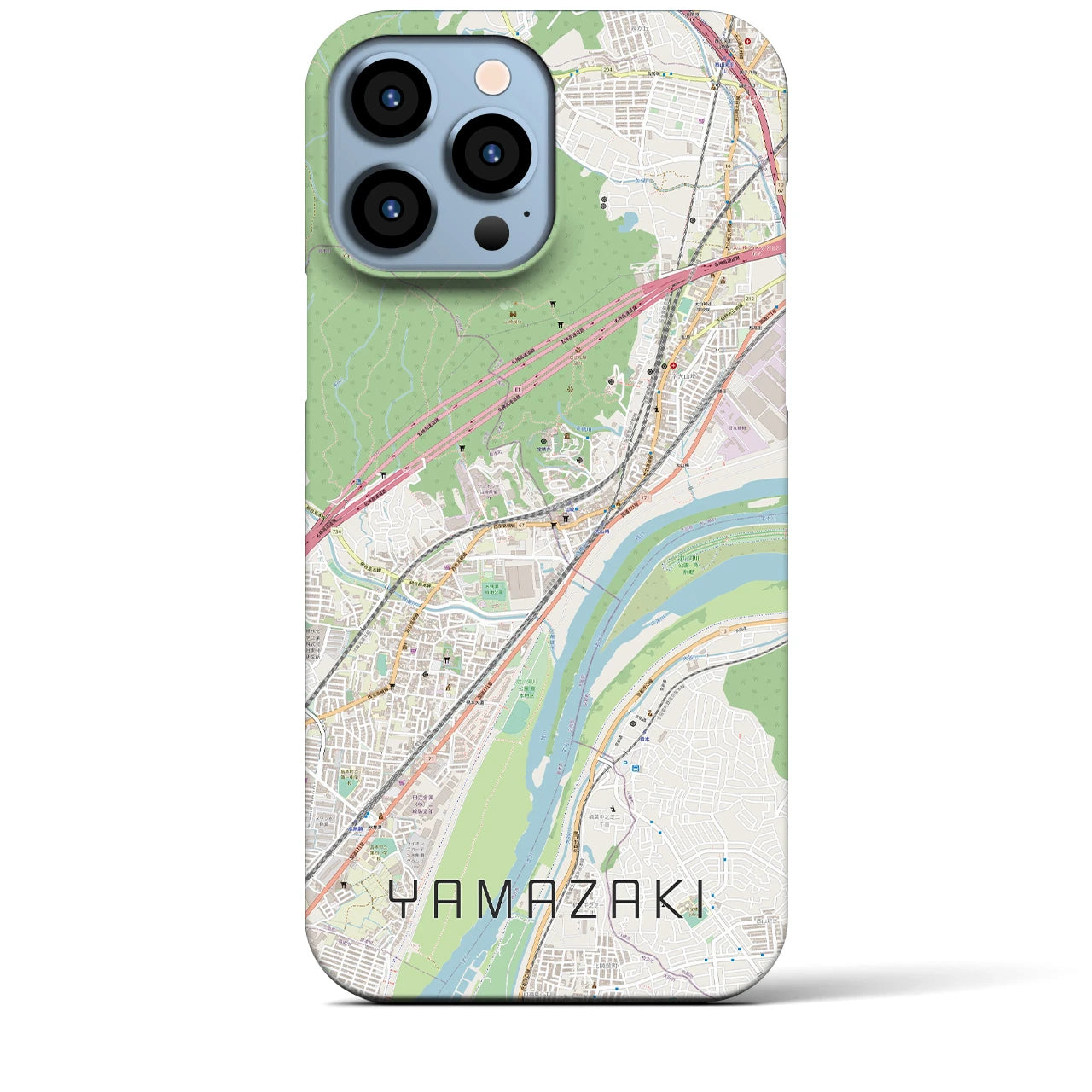 【山崎（京都府）】地図柄iPhoneケース（バックカバータイプ・ナチュラル）iPhone 13 Pro Max 用