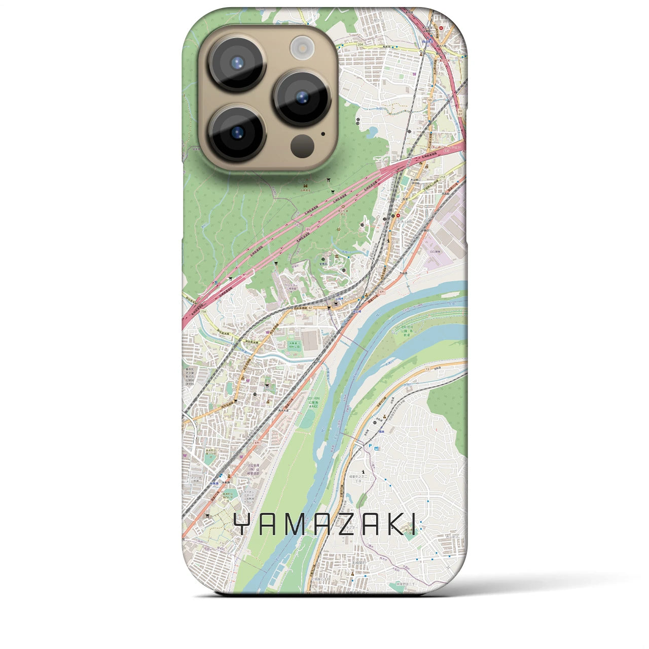 【山崎（京都府）】地図柄iPhoneケース（バックカバータイプ・ナチュラル）iPhone 14 Pro Max 用
