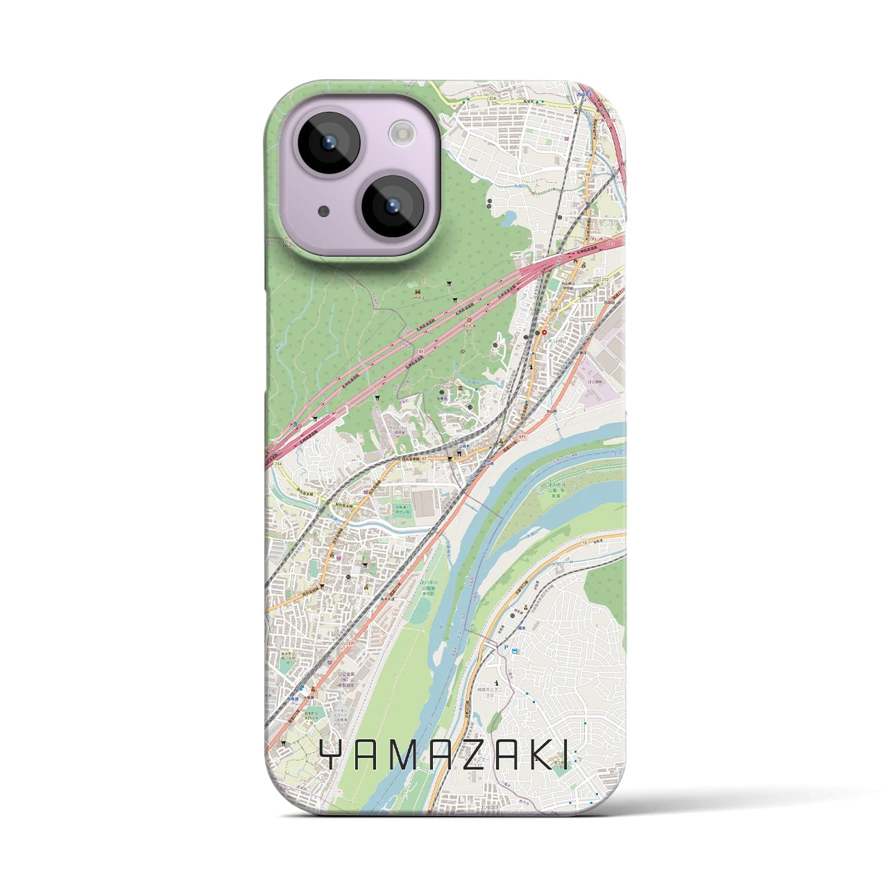 【山崎（京都府）】地図柄iPhoneケース（バックカバータイプ・ナチュラル）iPhone 14 用