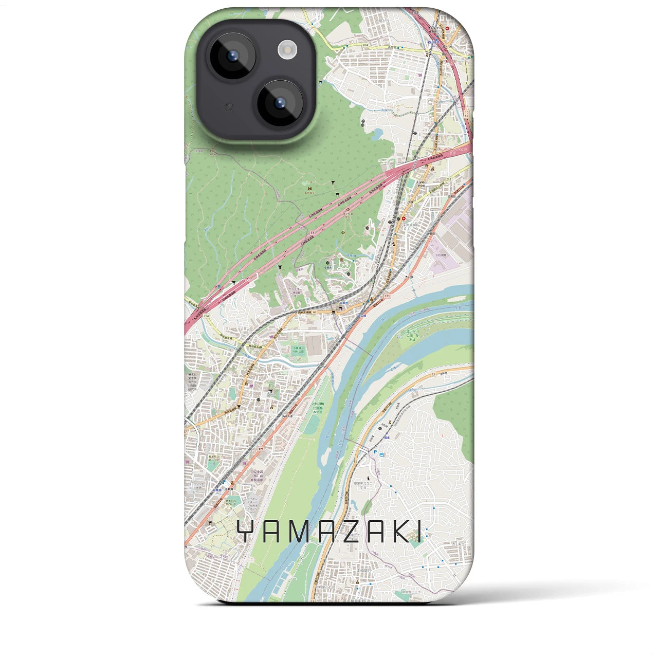 【山崎（京都府）】地図柄iPhoneケース（バックカバータイプ・ナチュラル）iPhone 14 Plus 用