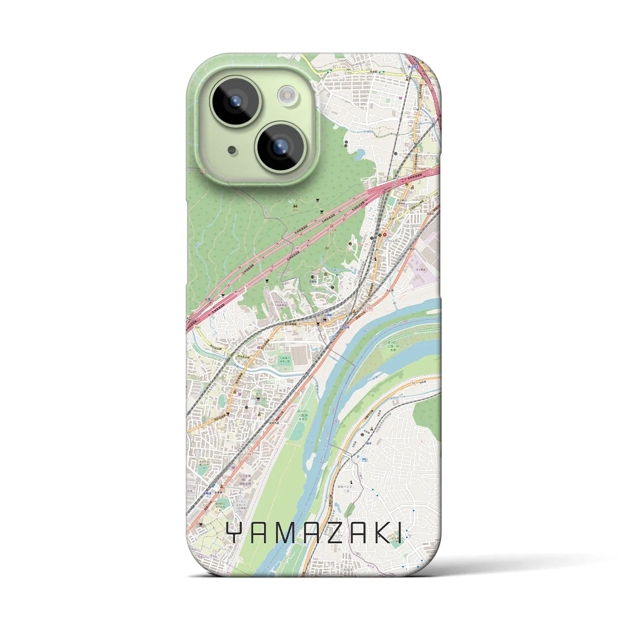 【山崎（京都府）】地図柄iPhoneケース（バックカバータイプ・ナチュラル）iPhone 15 用