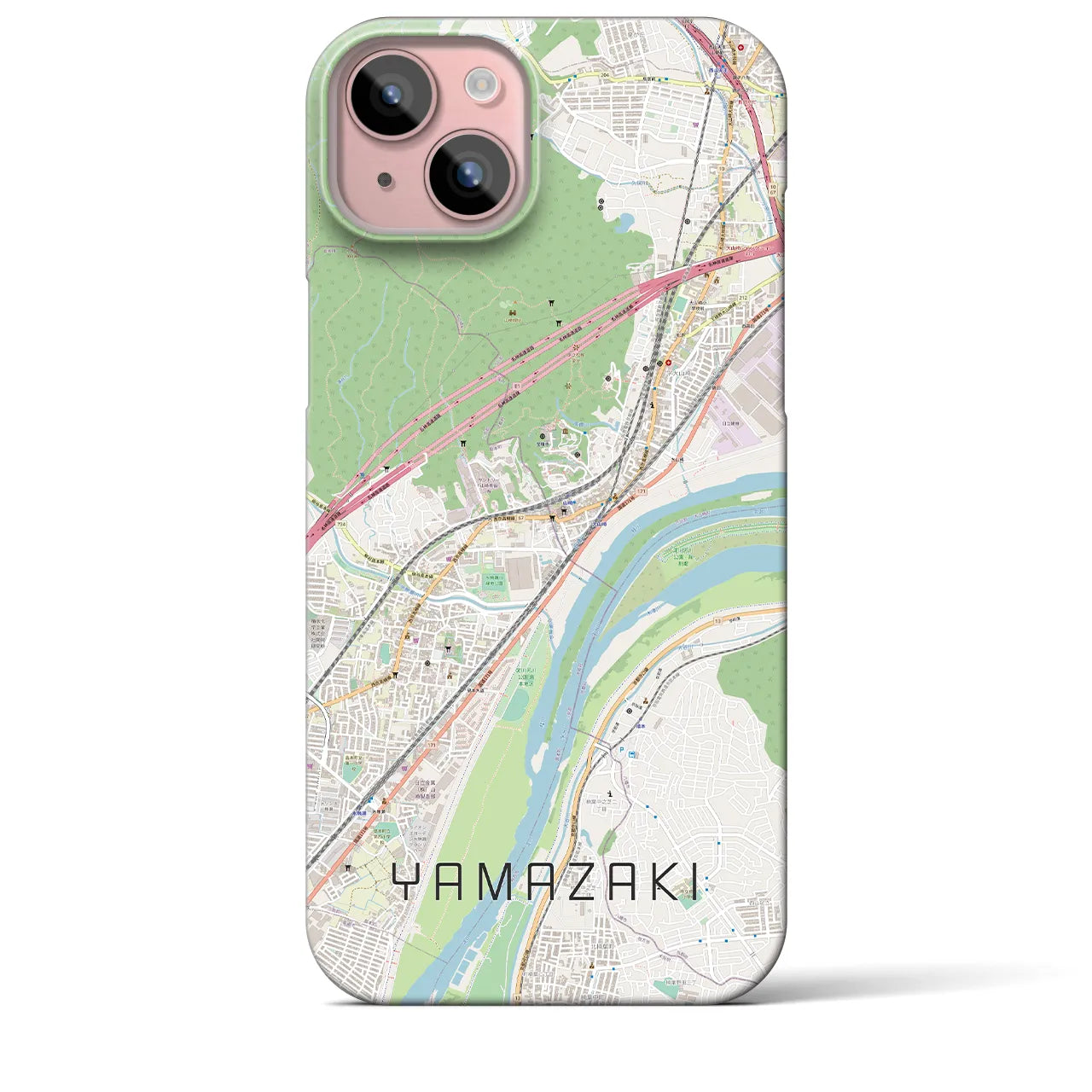 【山崎（京都府）】地図柄iPhoneケース（バックカバータイプ・ナチュラル）iPhone 15 Plus 用