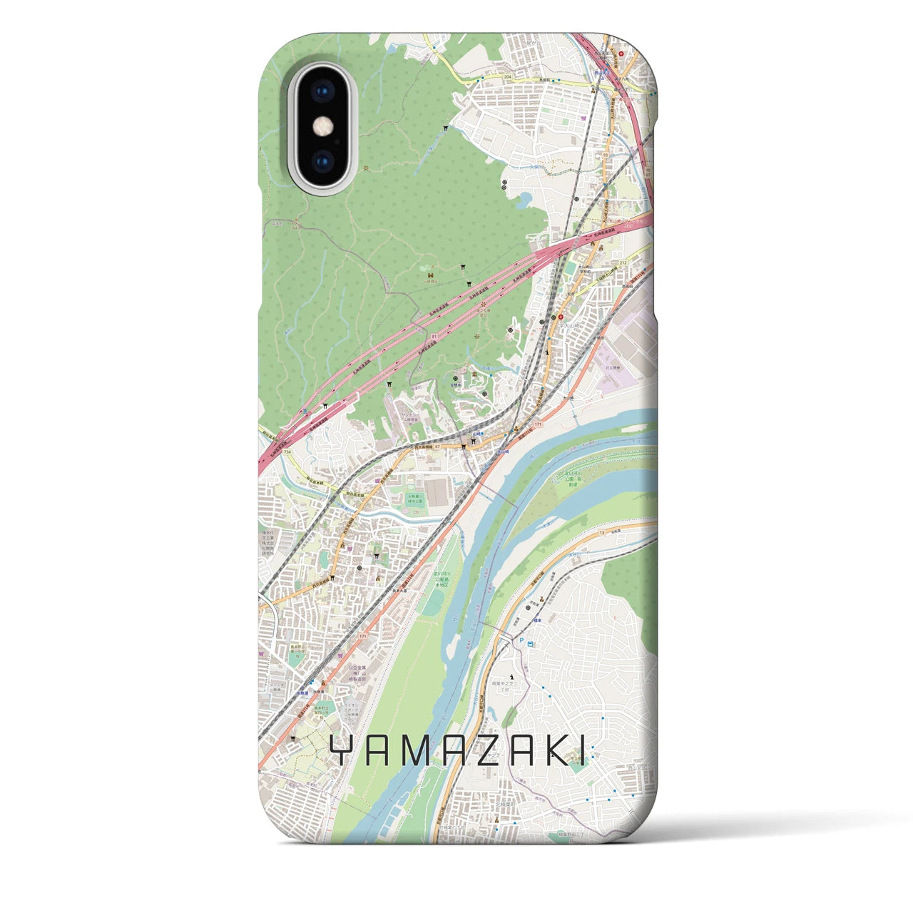 【山崎（京都府）】地図柄iPhoneケース（バックカバータイプ・ナチュラル）iPhone XS Max 用