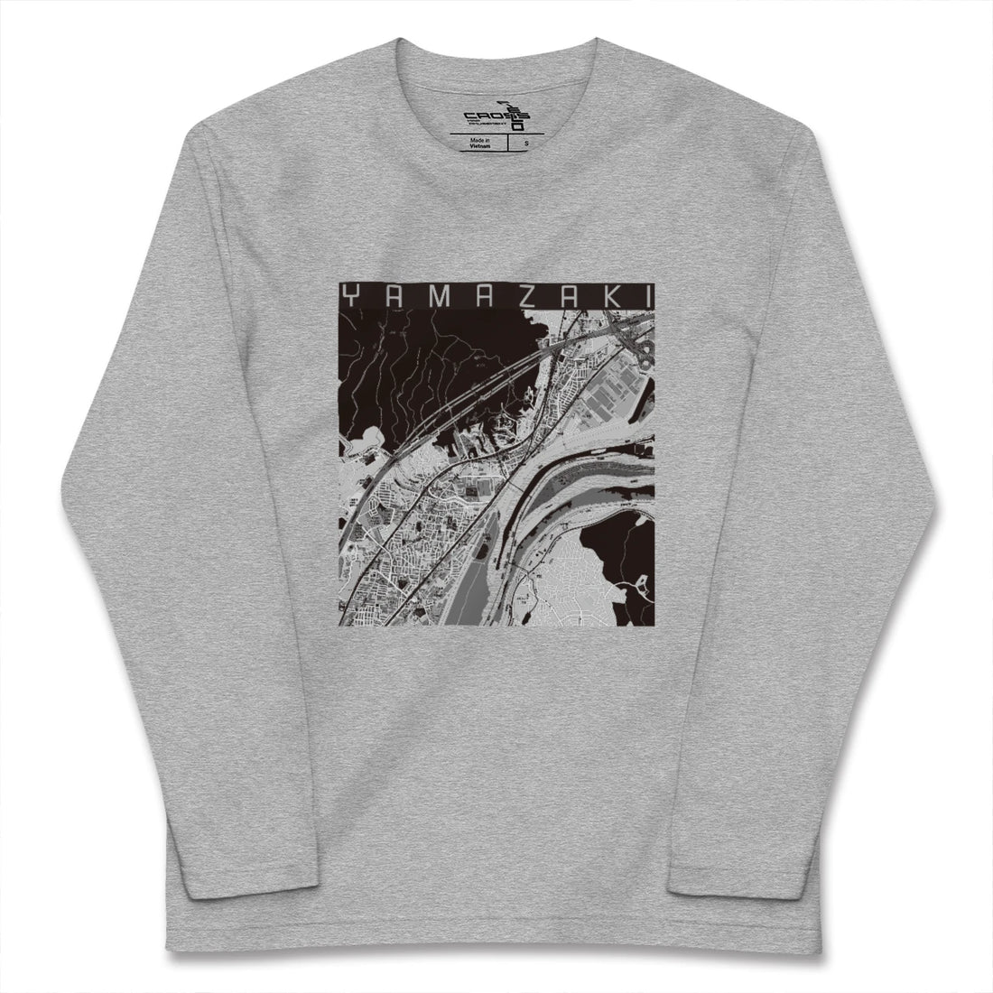 【山崎(京都府)(京都府)】地図柄ロングスリーブTシャツ