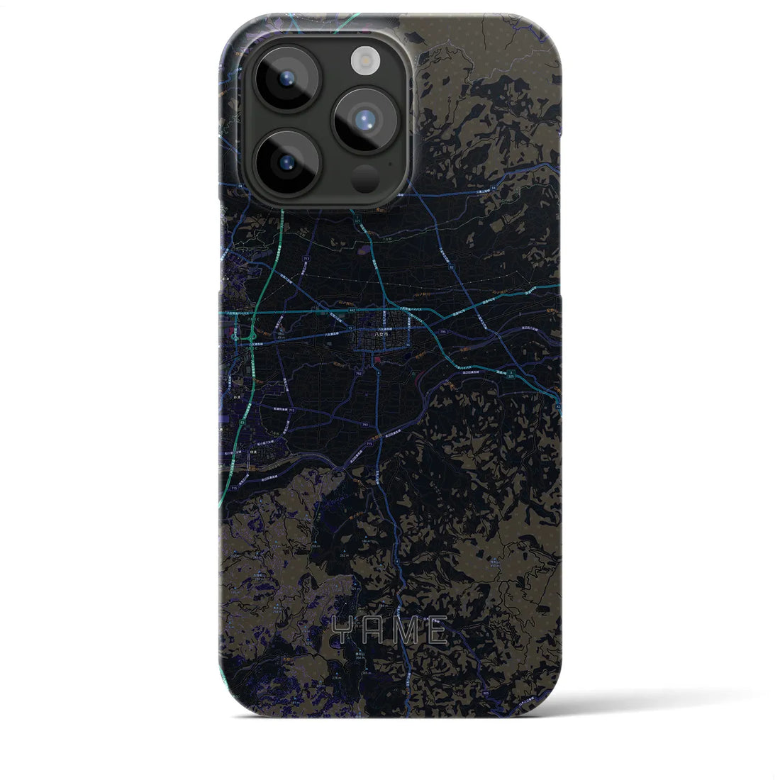 【八女】地図柄iPhoneケース（バックカバータイプ・ブラック）iPhone 15 Pro Max 用