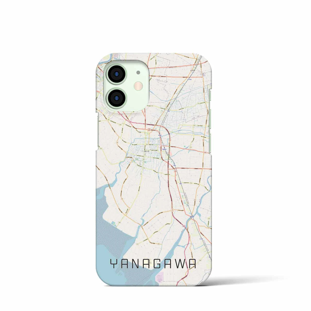 【柳川】地図柄iPhoneケース（バックカバータイプ・ナチュラル）iPhone 12 mini 用