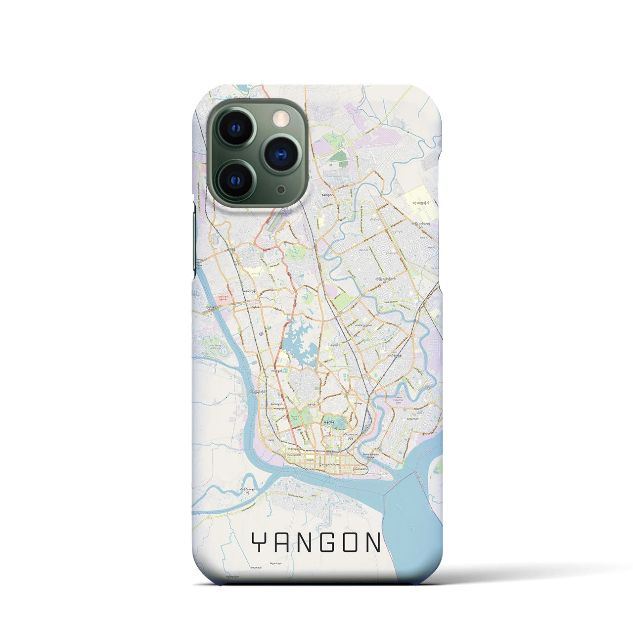 【ヤンゴン】地図柄iPhoneケース（バックカバータイプ・ナチュラル）iPhone 11 Pro 用