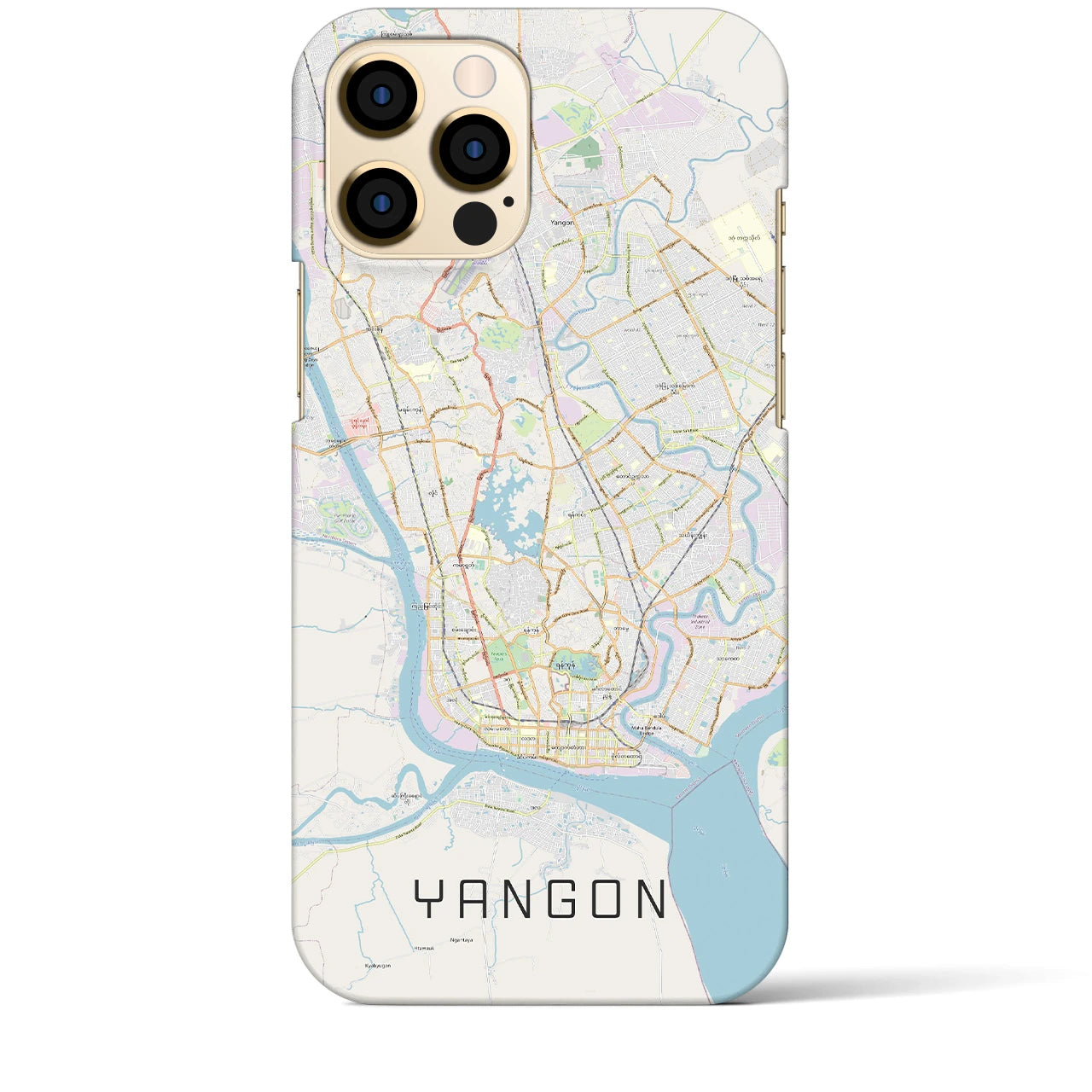 【ヤンゴン】地図柄iPhoneケース（バックカバータイプ・ナチュラル）iPhone 12 Pro Max 用
