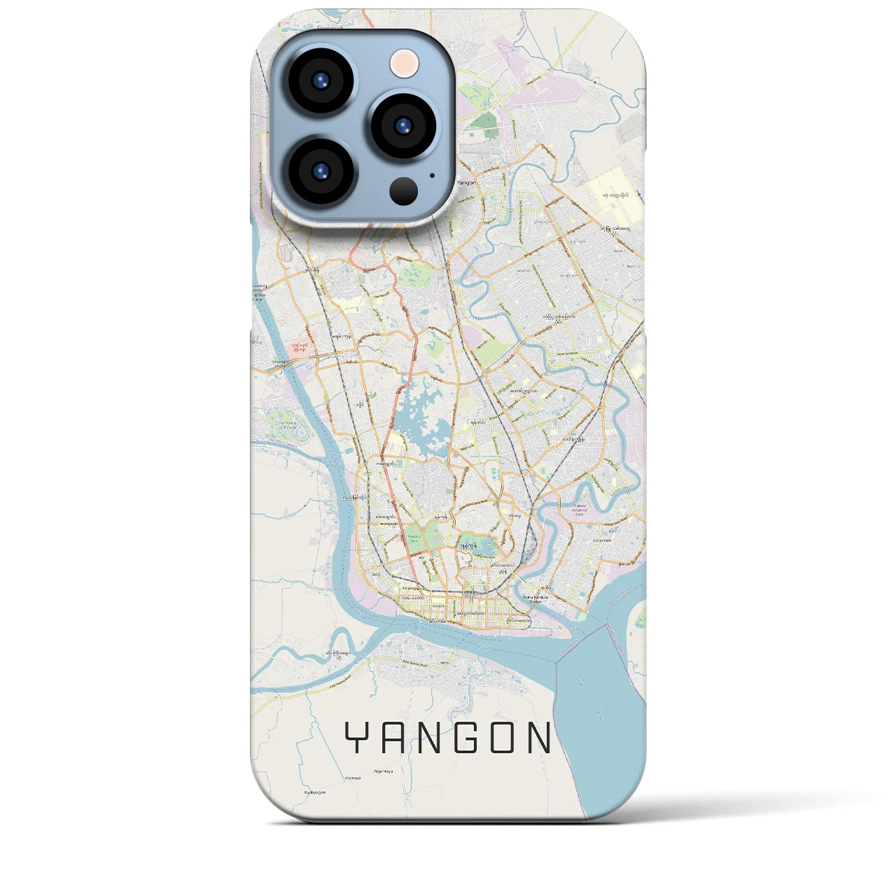 【ヤンゴン】地図柄iPhoneケース（バックカバータイプ・ナチュラル）iPhone 13 Pro Max 用