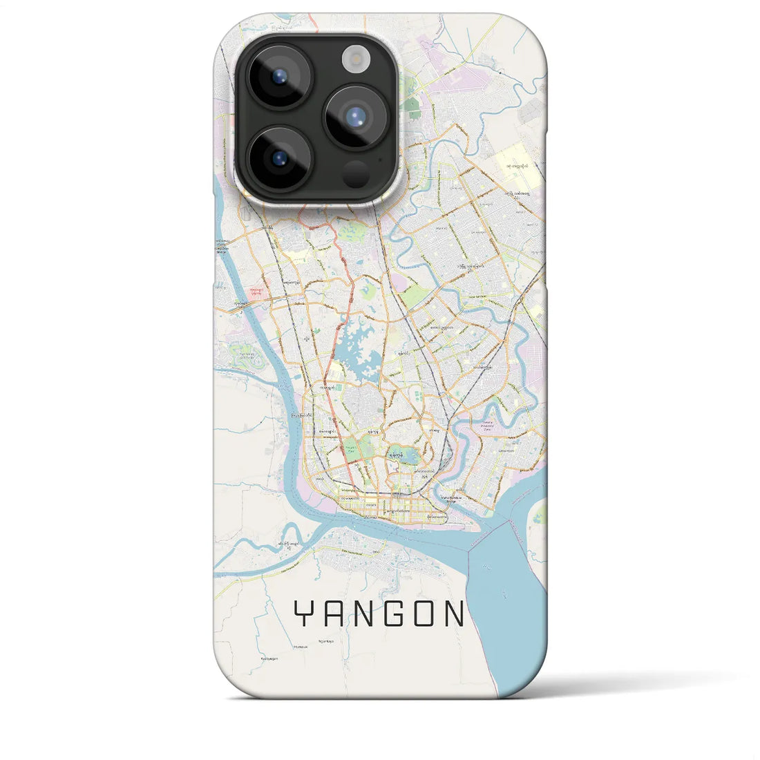 【ヤンゴン】地図柄iPhoneケース（バックカバータイプ・ナチュラル）iPhone 15 Pro Max 用