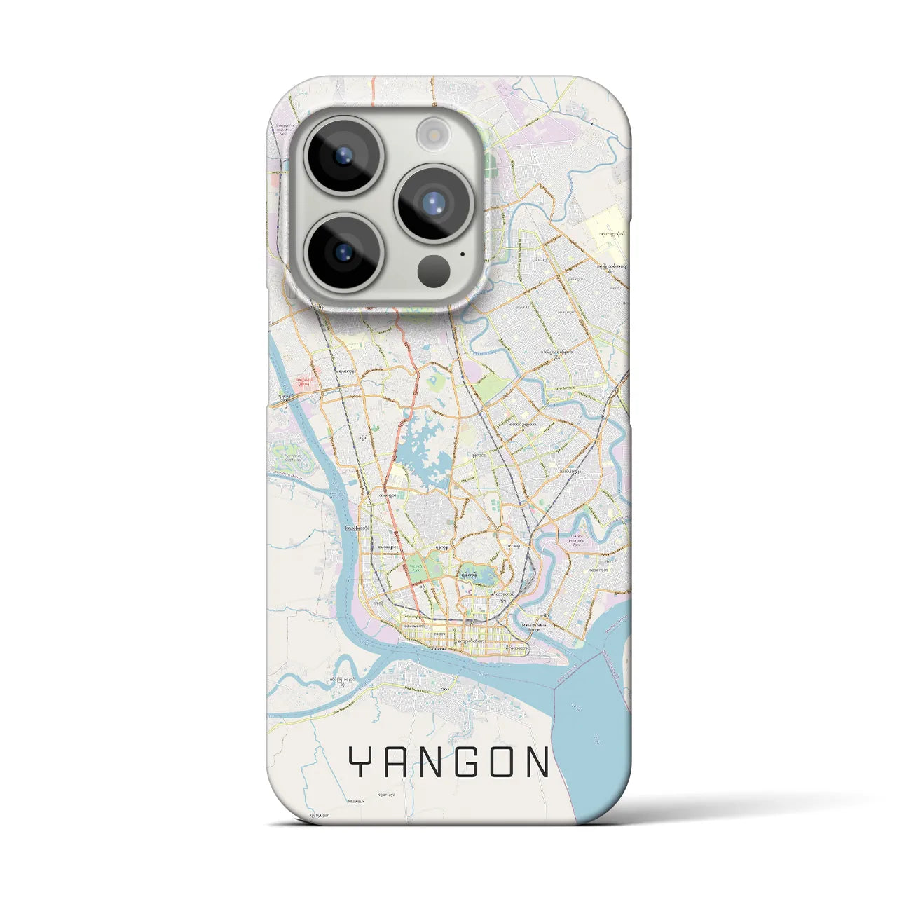 【ヤンゴン】地図柄iPhoneケース（バックカバータイプ・ナチュラル）iPhone 15 Pro 用