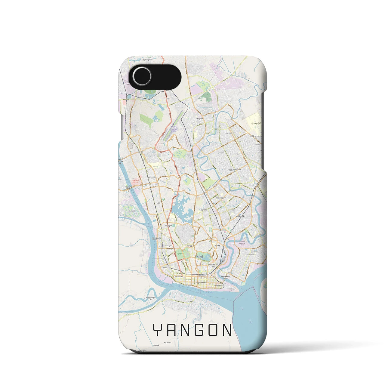 【ヤンゴン】地図柄iPhoneケース（バックカバータイプ・ナチュラル）iPhone SE（第3 / 第2世代） / 8 / 7 / 6s / 6 用
